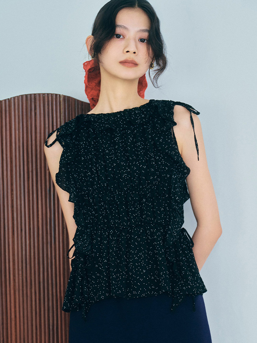 LILY BROWN ドット柄フリンジシャツ LILY BROWN ドット柄フリンジシャツ