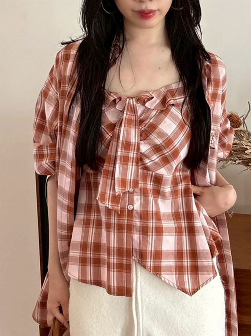 チェックシャツペプラムビスチェ(ビスチェ)｜トップス｜LILY BROWN