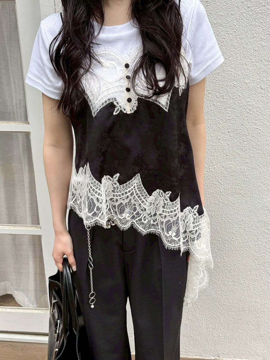 2016AW♡Lily Brown　ペイント柄キャミトップス/ビスチェ◆紙タグ付 ビスチェセットカットトップス(タンクトップ・キャミソール)｜トップス