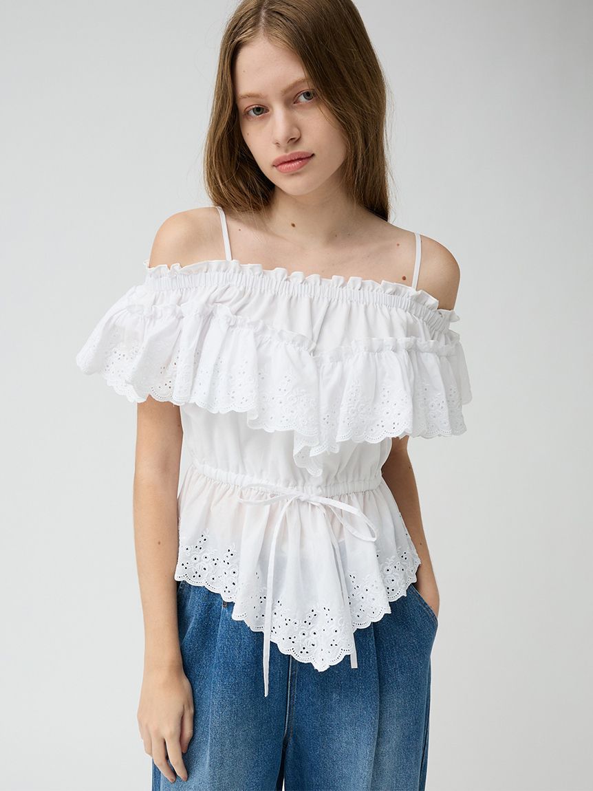 コットンレースオフショルトップス(Tシャツ・カットソー)｜トップス