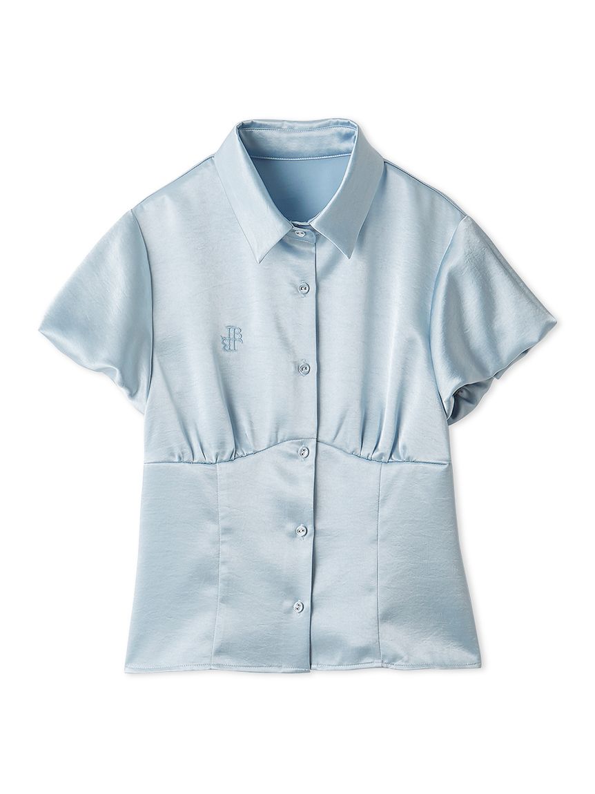 新品タグ付★ 21SS リリーブラウン タイダイサテンシャツ F 薄手 羽織り サテンパフスリーブシャツ(シャツ・ブラウス)｜トップス｜LILY BROWN