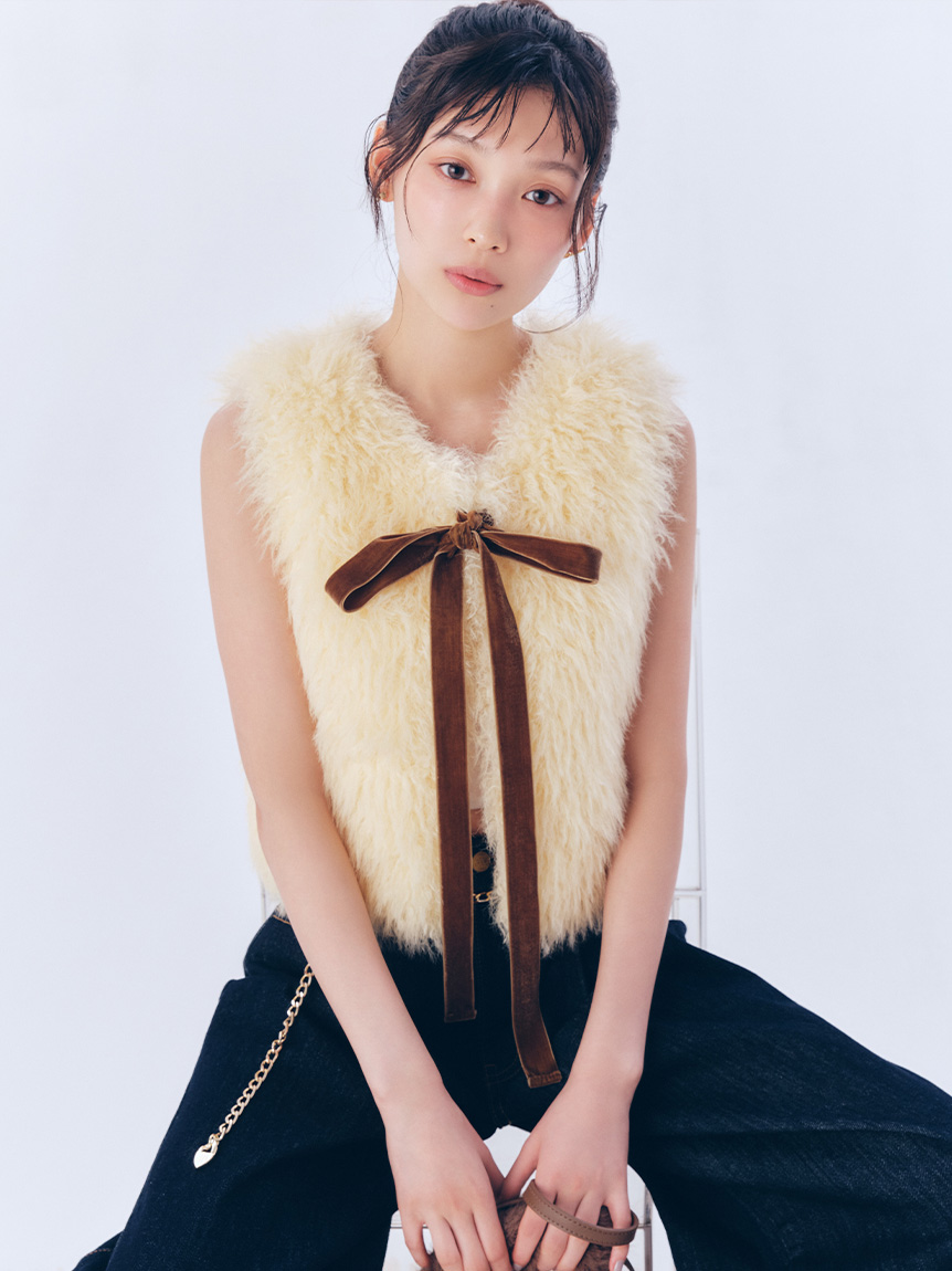 【新品未使用タグ付】Lily Brownスリーブレスビックジャケット LILY BROWN リリーブラウン Lily Brown チェック柄ロング