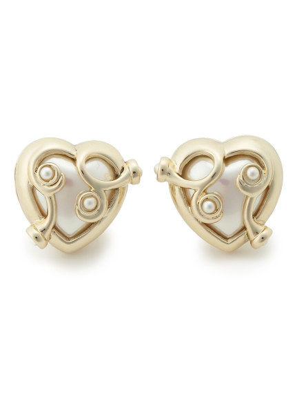 ハートパールストーンイヤリング