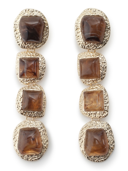 メタルストーンロングイヤリング