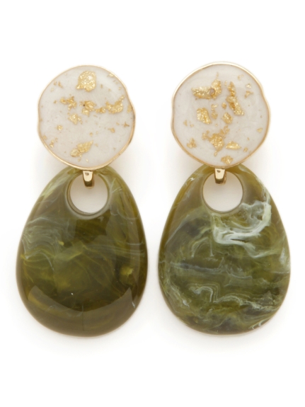 ラメボタンマーブルピアス