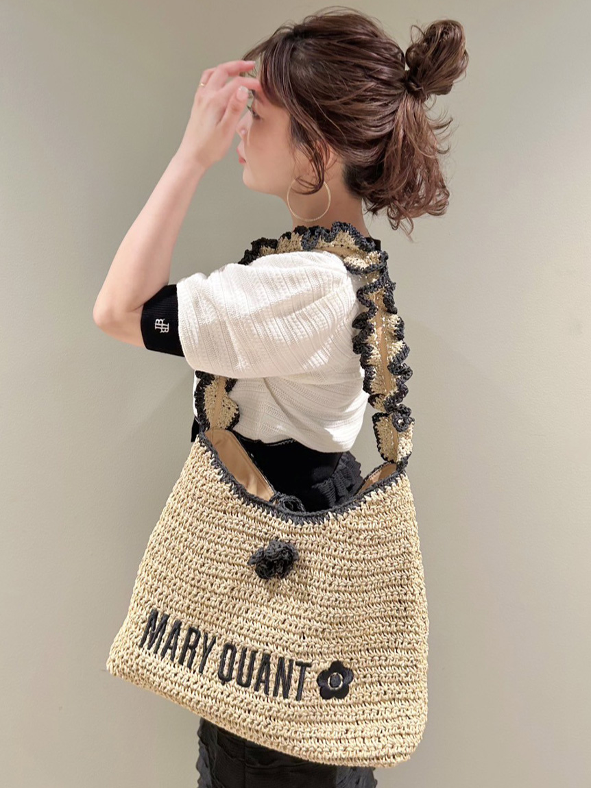 パリコレクション LILY BROWN×MARY QUANT】ペーパーラウンドフリルバッグ(バッグ かごバッグ