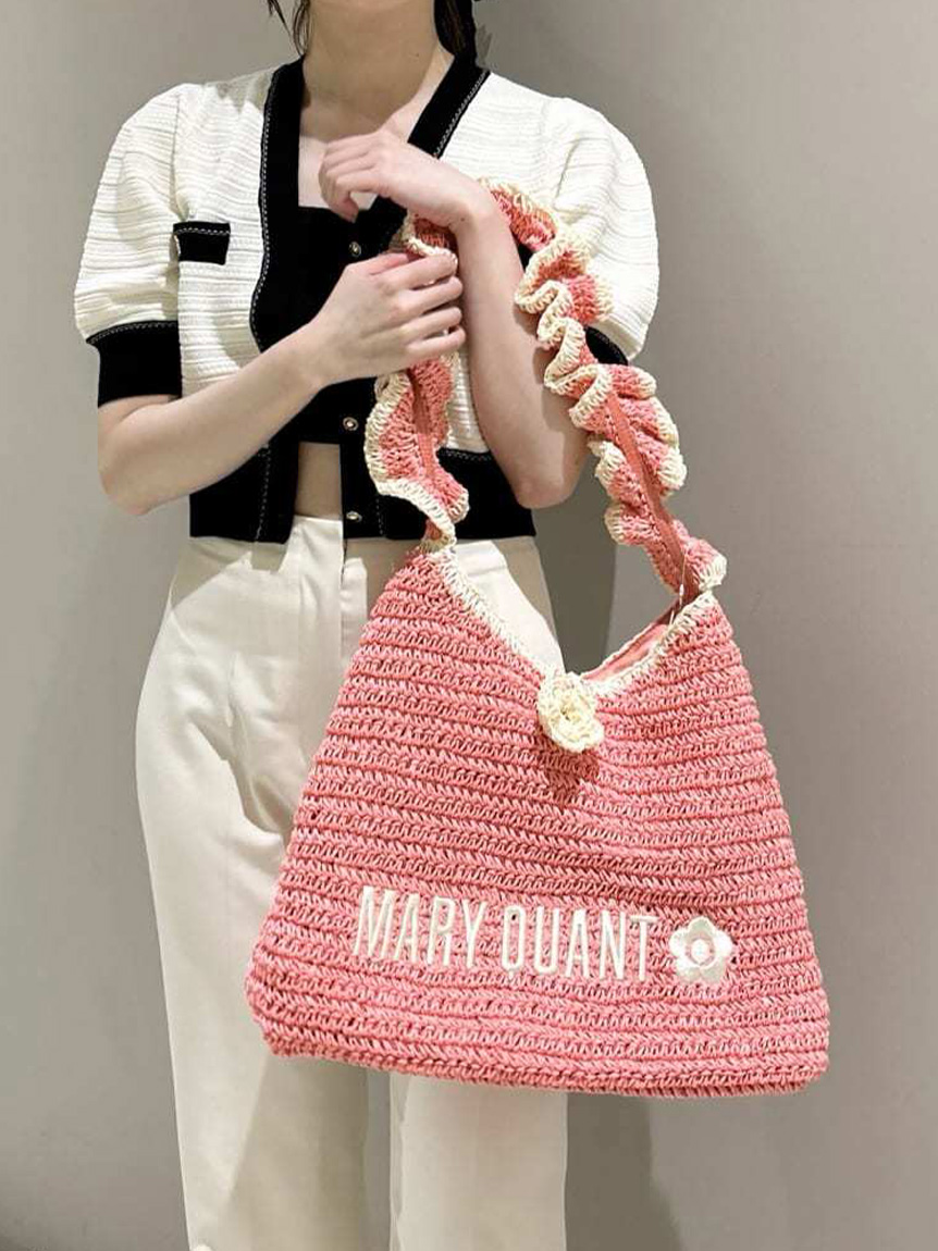 【50％OFF】 LILY QUANT】ペーパーラウンドフリルバッグ(バッグ BROWN×MARY バッグ