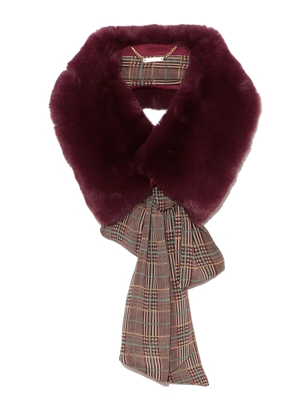 チェックスカーフ付ティペット