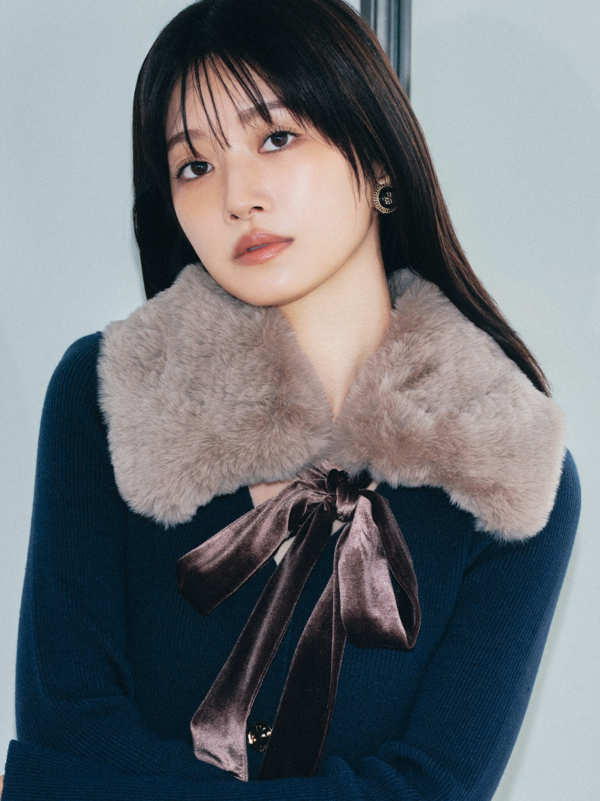 2wayベロアリボンティペット(ストール・マフラー)｜ファッション雑貨