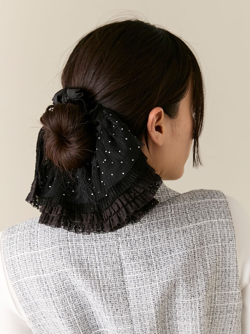 lily様ブラック1枚 ハーフフリルシュシュ(ヘッドアクセサリー)｜アクセサリー｜LILY BROWN