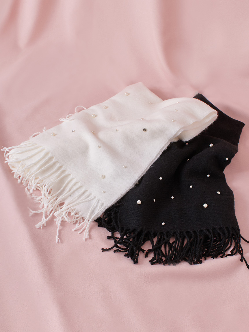 L.B CANDY STOCK]パールビジュー付きストール(ストール・マフラー