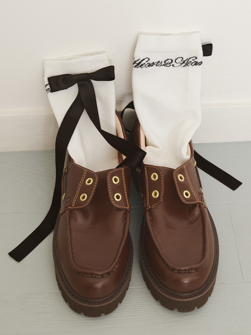 LILY BROWN×Hearts2Hearts】リボンロゴハイソックス(レッグウェア