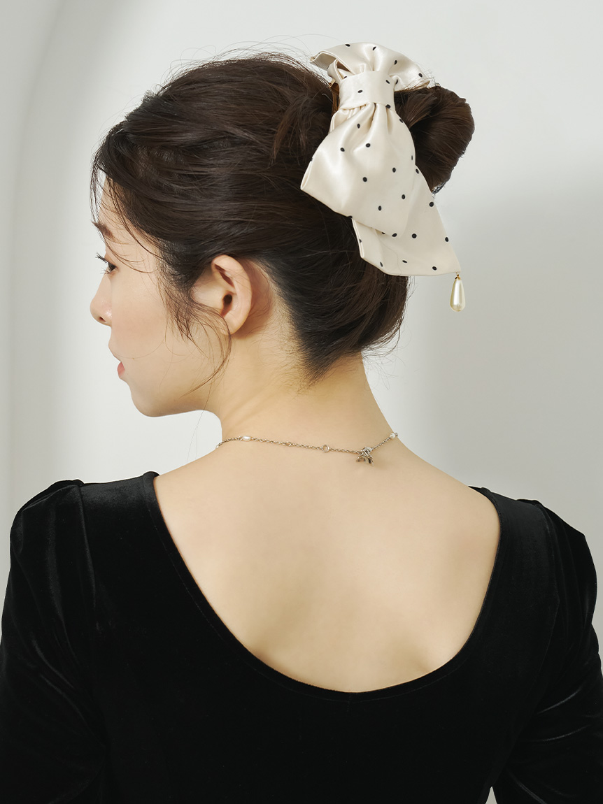 ドロップパールリボンバレッタ(バレッタ・ヘアクリップ)｜ACCESSORY