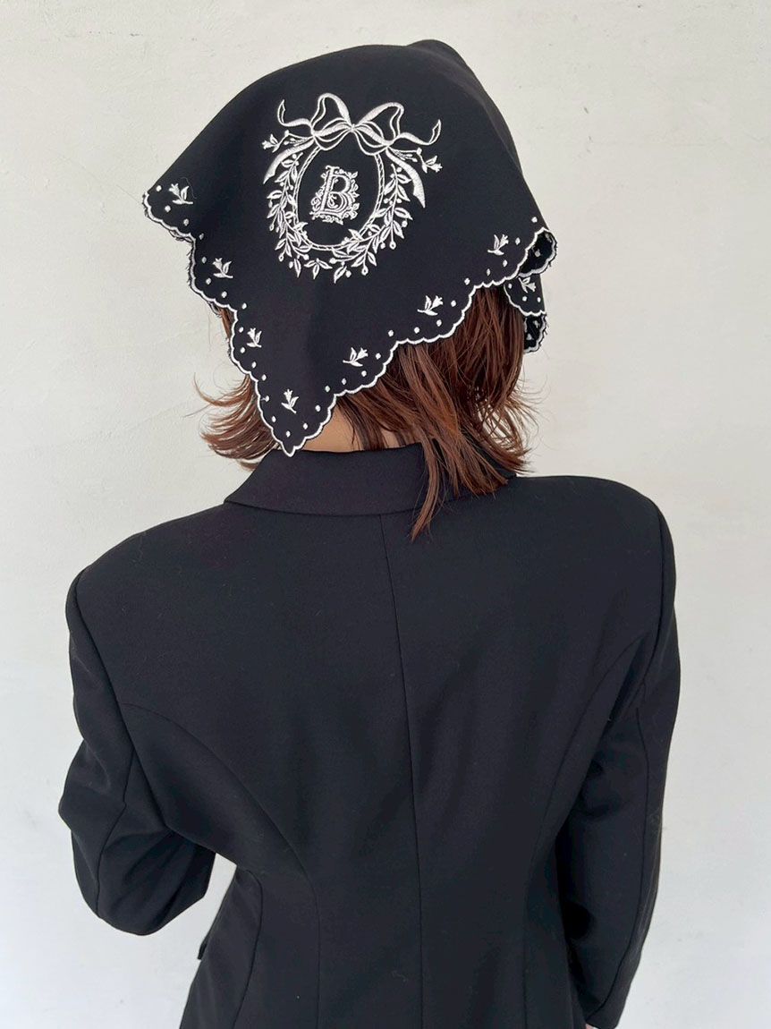 クラシカルリボン刺繍スカーフ(スカーフ・バンダナ)｜ファッション雑貨