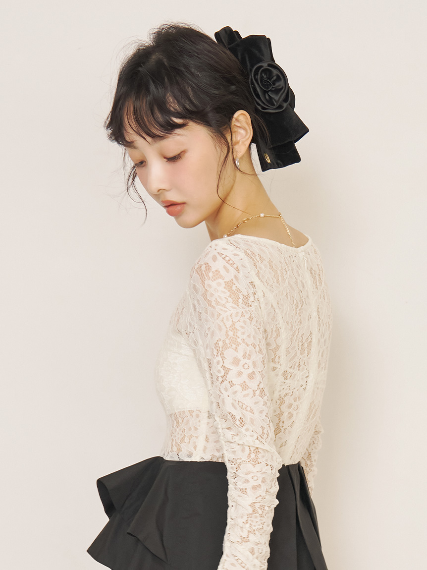 ダブルローズリボンバンスクリップ(ヘアアクセサリー)｜ACCESSORY