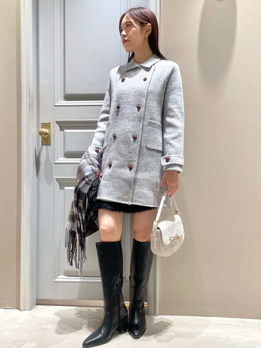 ほぼ未使用✨45R ツイルKNIT PEACOAT ミドルコート　ダブル　ニット 2025年最新】45R レディース ピーコート・ウールコートの人気アイテム