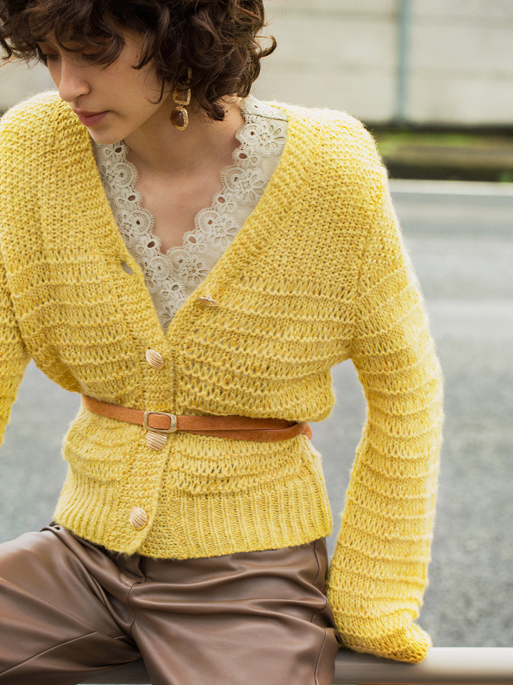 ミドルゲージニットカーディガン