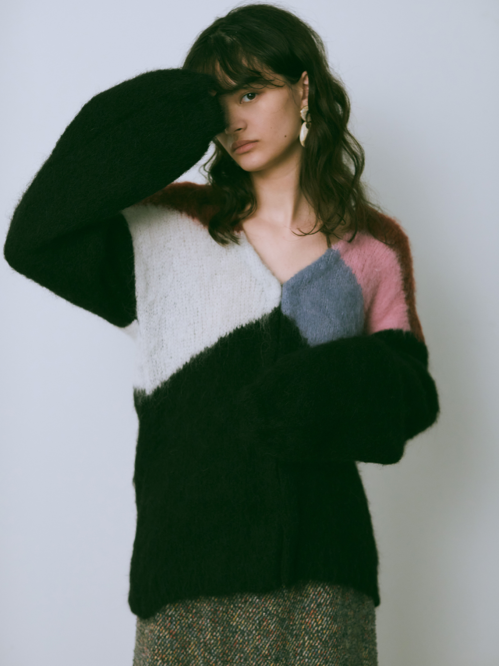 パネルニットカーディガン