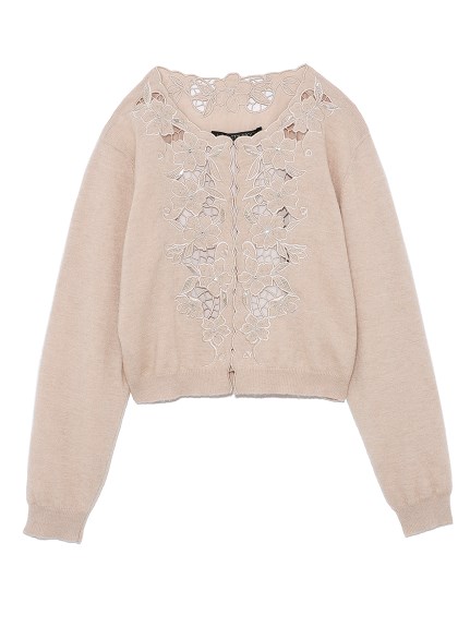 [L.B CANDY STOCK]フラワー刺繍ニットカーデ