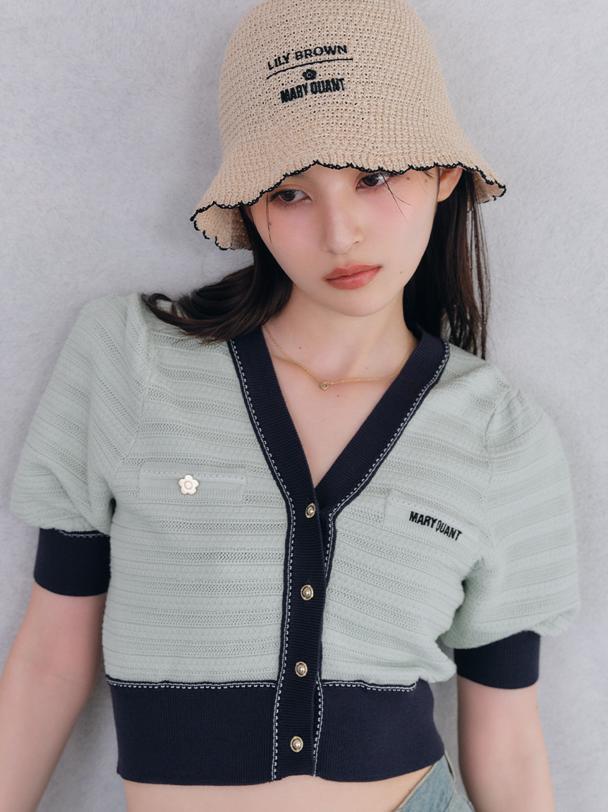 Lily Brown ×MARY QUANT バイカラーパフニットカーディガン