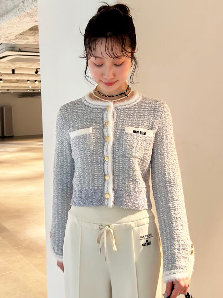 LILY BROWN×MARY QUANT】デイジー釦ツイードニットジャケット