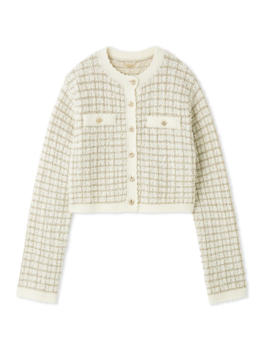 ❤︎LILY BROWN❤︎ 25SS 完売品 ツイードニットカーディガン 白 ツイードニットカーディガン(セットアップアイテム)｜LILY BROWN