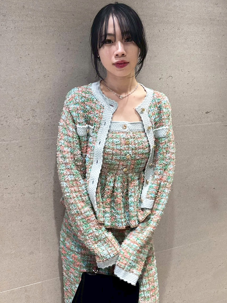 ツイードニットカーディガン(セットアップアイテム)｜LILY BROWN