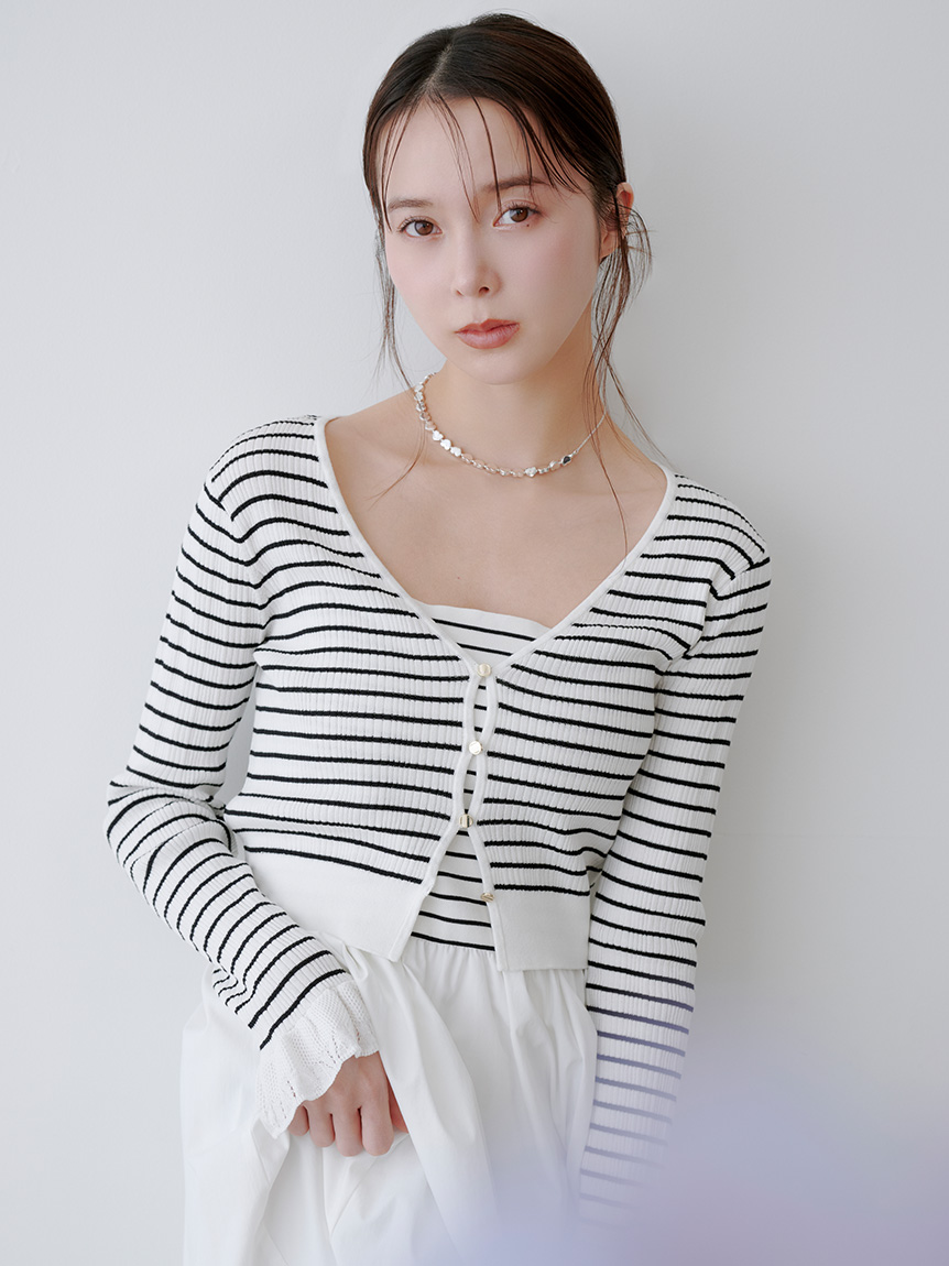 ウォッシャブルVネックニットカーディガン(カーディガン)｜トップス