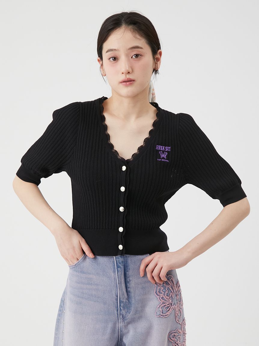 LILY BROWN×ANNA SUI】レースニットカーディガン(カーディガン