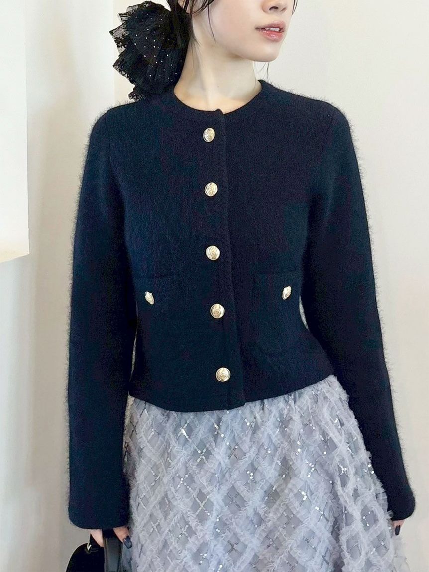 WEB限定カラー】金釦フォックスニットジャケット(ニット)｜トップス