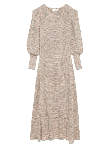 リブ編みニットワンピース