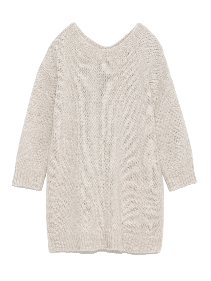 花柄スカーフ付きニットワンピ