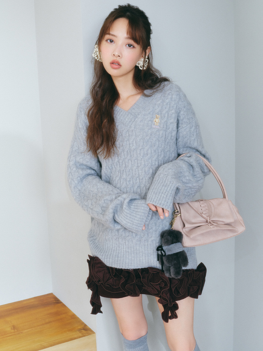 WEB限定カラー】Lily Bearケーブルニットミニワンピース(ミニ  