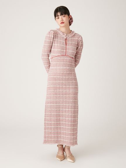 LILYBROWN ツイードニットロングワンピース リリーブラウン LILY BROWN ツイードニットワンピース （GRN