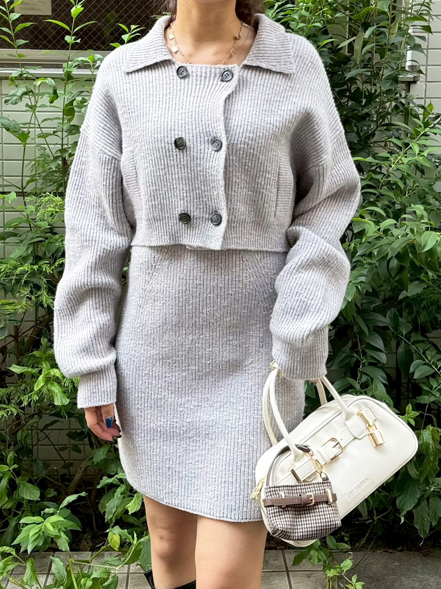 メランジニットジャケットセットミニワンピース(ミニワンピース