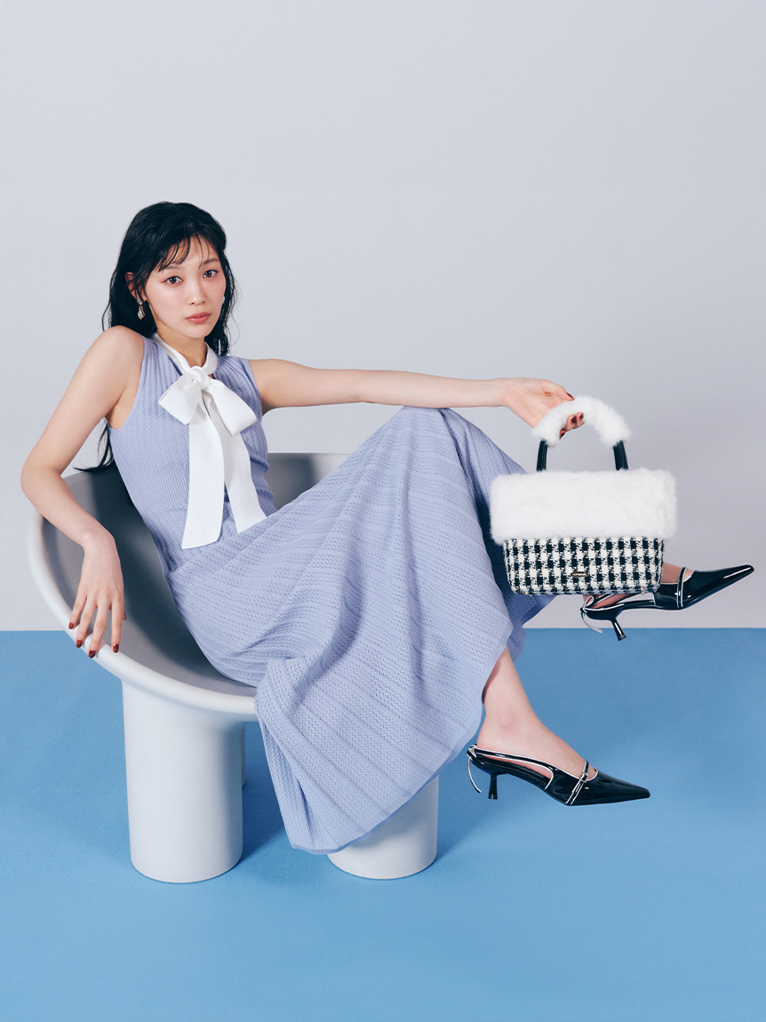 オフィシャル・MASHアプリ限定】ボウタイリボンニットワンピース