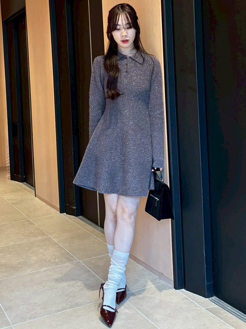 Lily Brown ラメニットワンピ