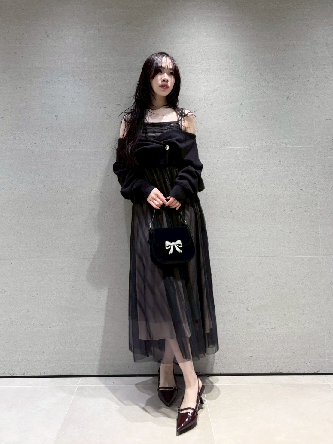 カーデセットチュールワンピース(マキシ・ロングワンピース