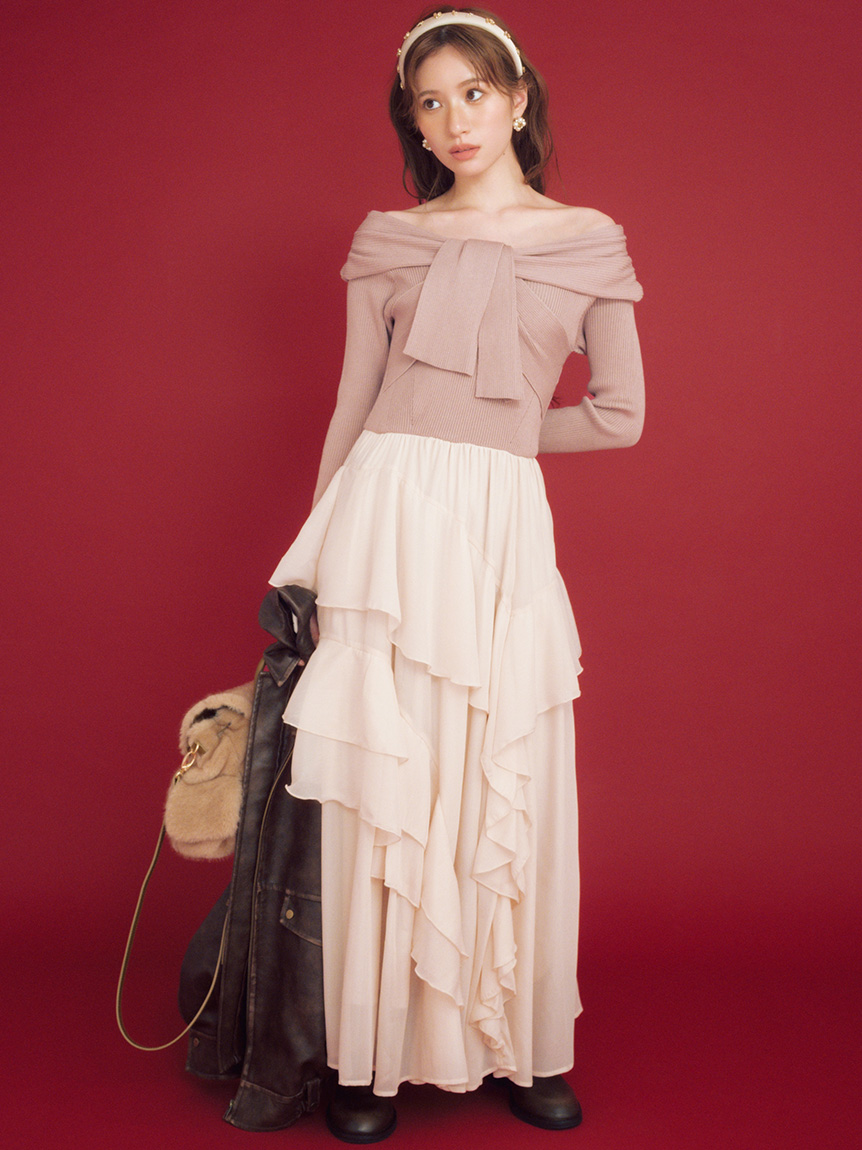 MASH BLACK FRIDAY限定】【WEB限定】ニットドッキングマキシワンピース