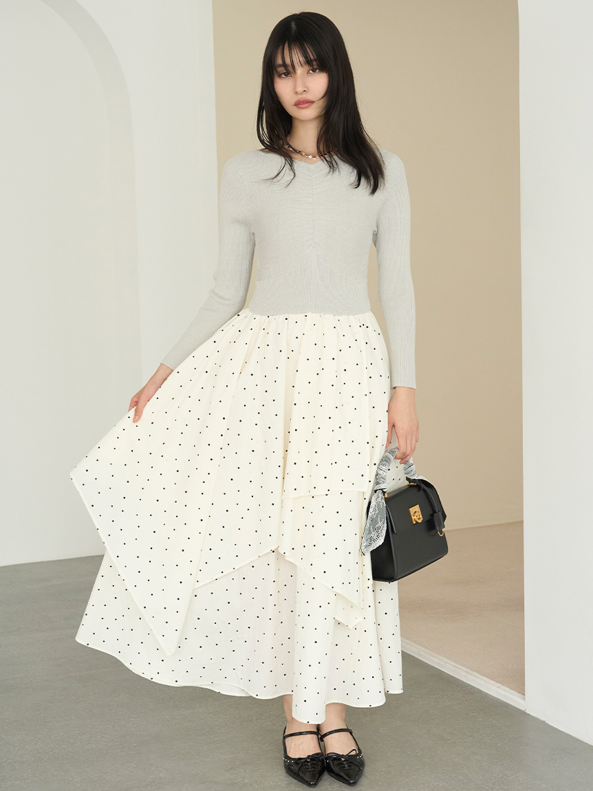 ニットドッキングワンピース(マキシ・ロングワンピース)｜ワンピース