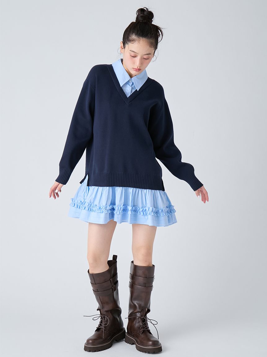 シャツドッキングミニワンピース(ミニワンピース)｜ワンピース｜LILY