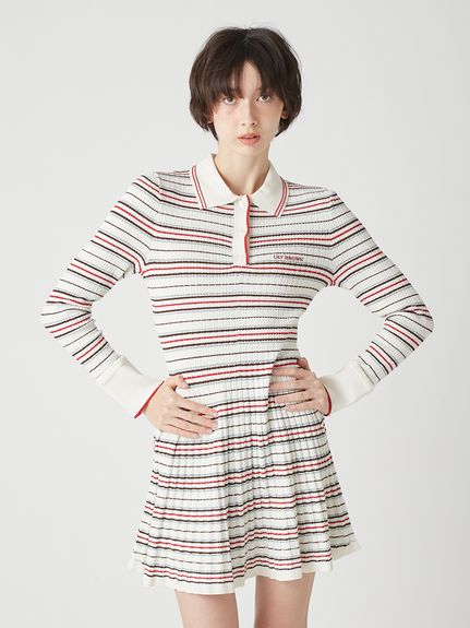 ロゴ刺繍ポロニットミニワンピース(ミニワンピース)｜ワンピース｜LILY