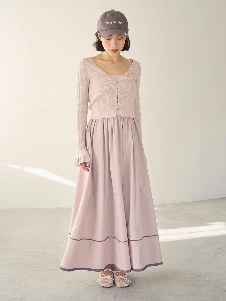 WEB限定00サイズ】ウォッシャブルニットビスチェドッキングワンピース