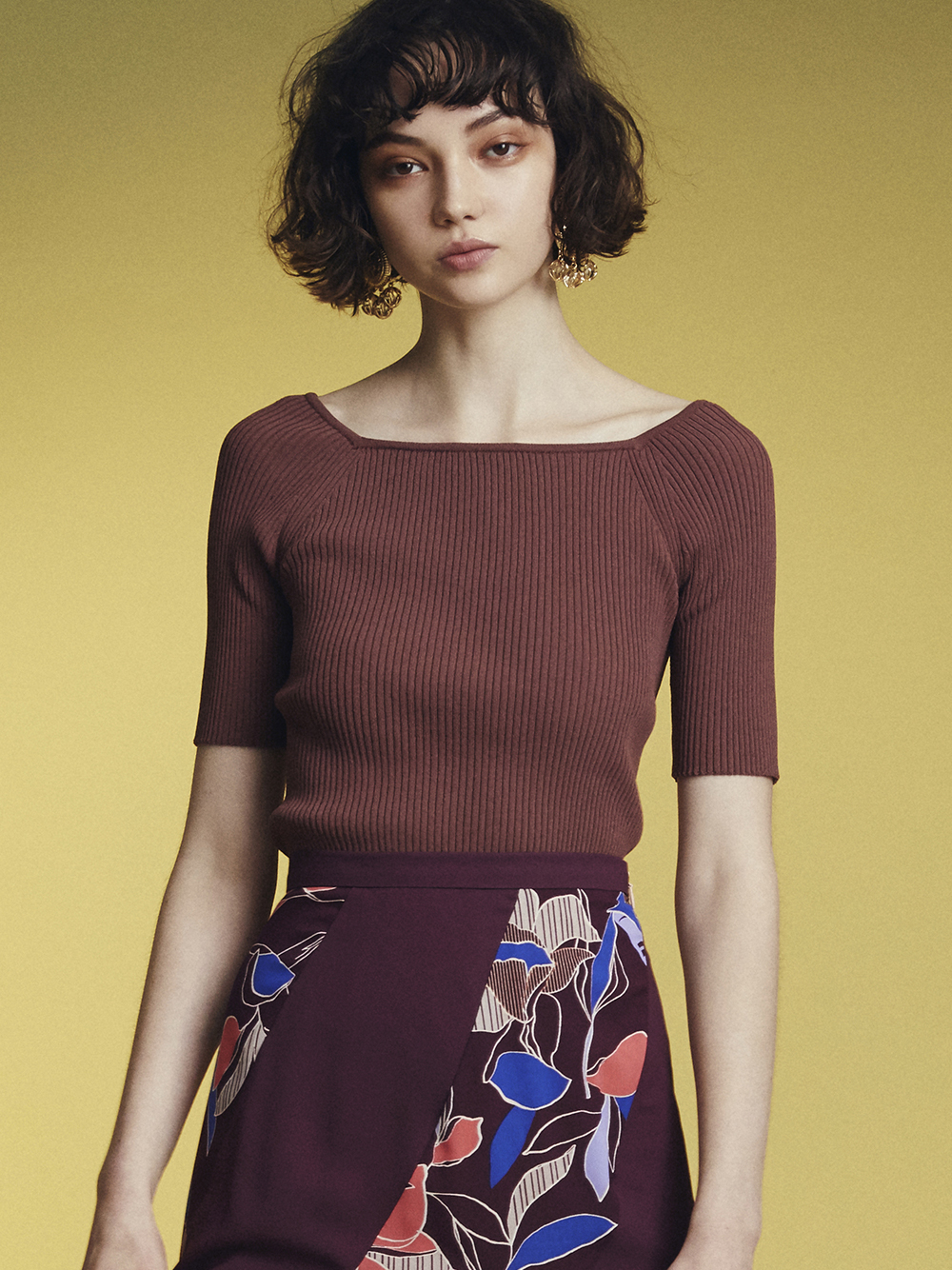 レースドッキングニットトップス