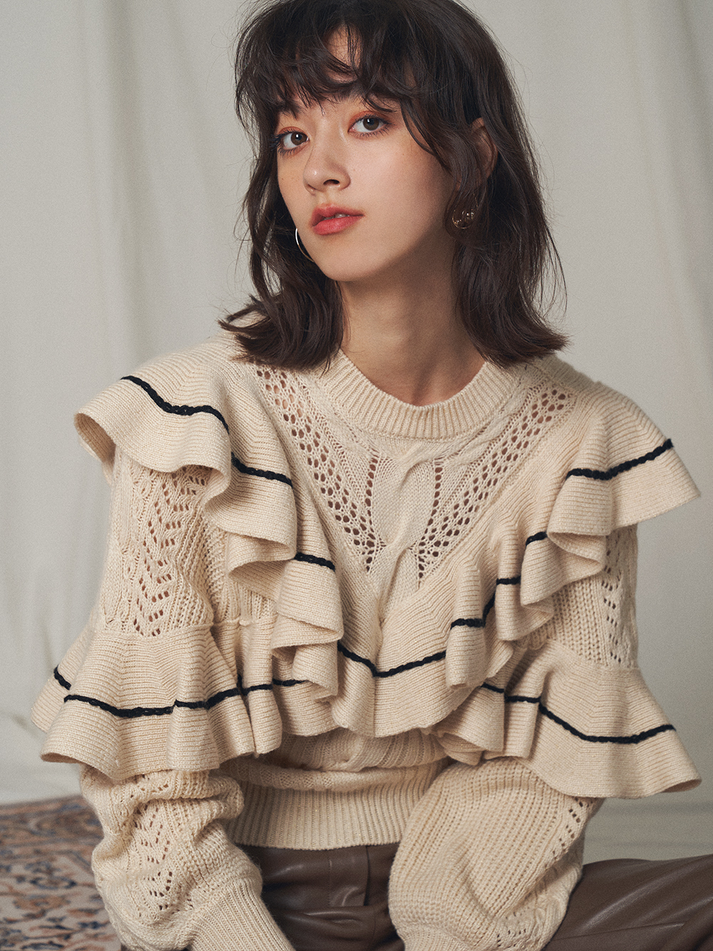 ケーブルフリルニットトップス ニット トップス Lily Brown リリーブラウン の通販サイト 公式