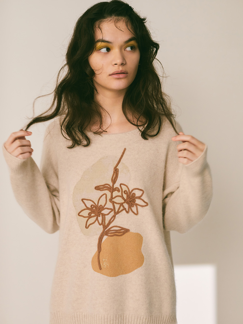 Lilyプリントニットプルオーバー