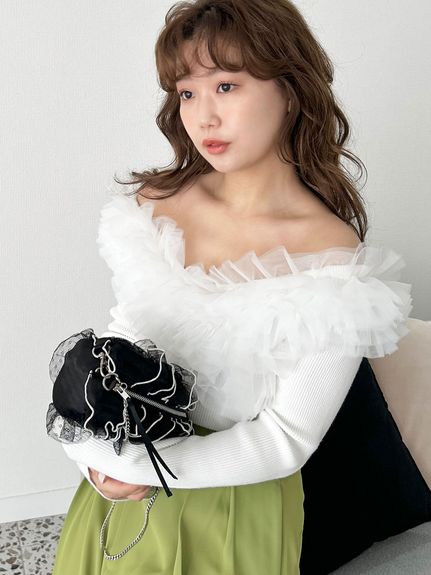 LILY BROWN リリーブラウン Lily Brown チュールリブトップス