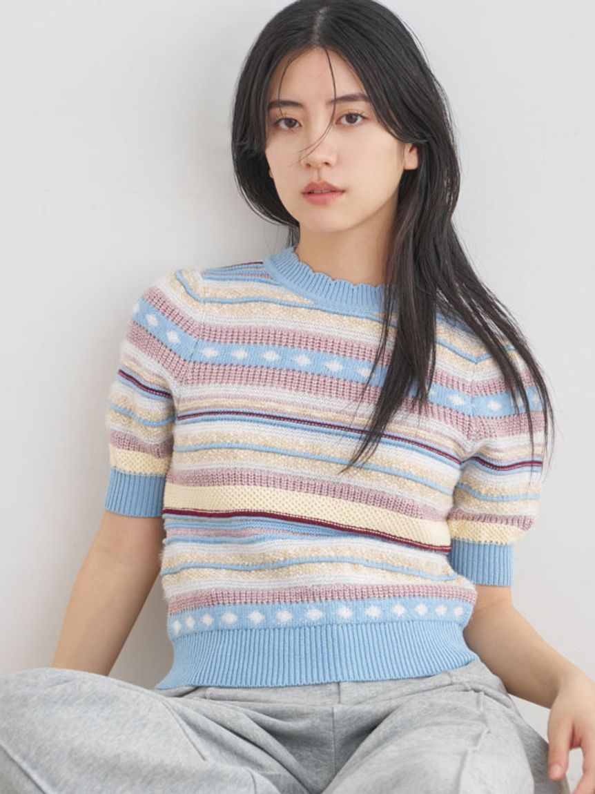 Lily Brown - ♥︎今期秋新作・新品LilyBrown マルチボーダーニット LILY BROWN（リリーブラウン）の「ボーダーニットトップス