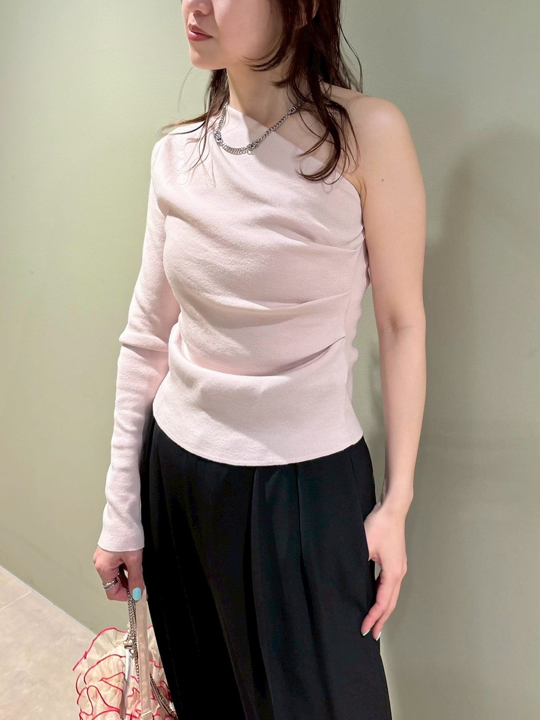 ワンショルダーデコルテニットトップス(Tシャツ・カットソー