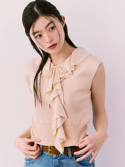 フリルディテールニットトップス(ニット)｜トップス｜LILY BROWN